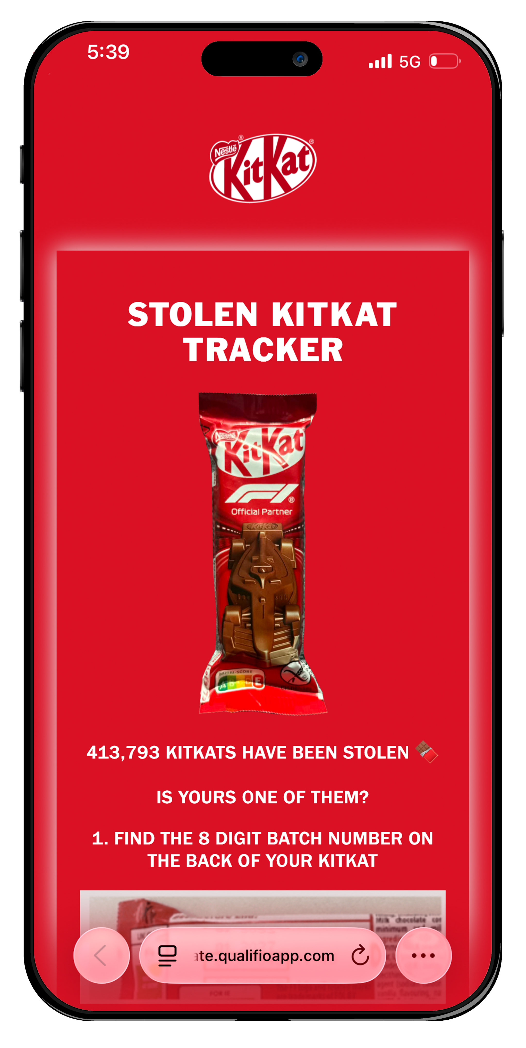 KitKat batch tracker phone mockup 1