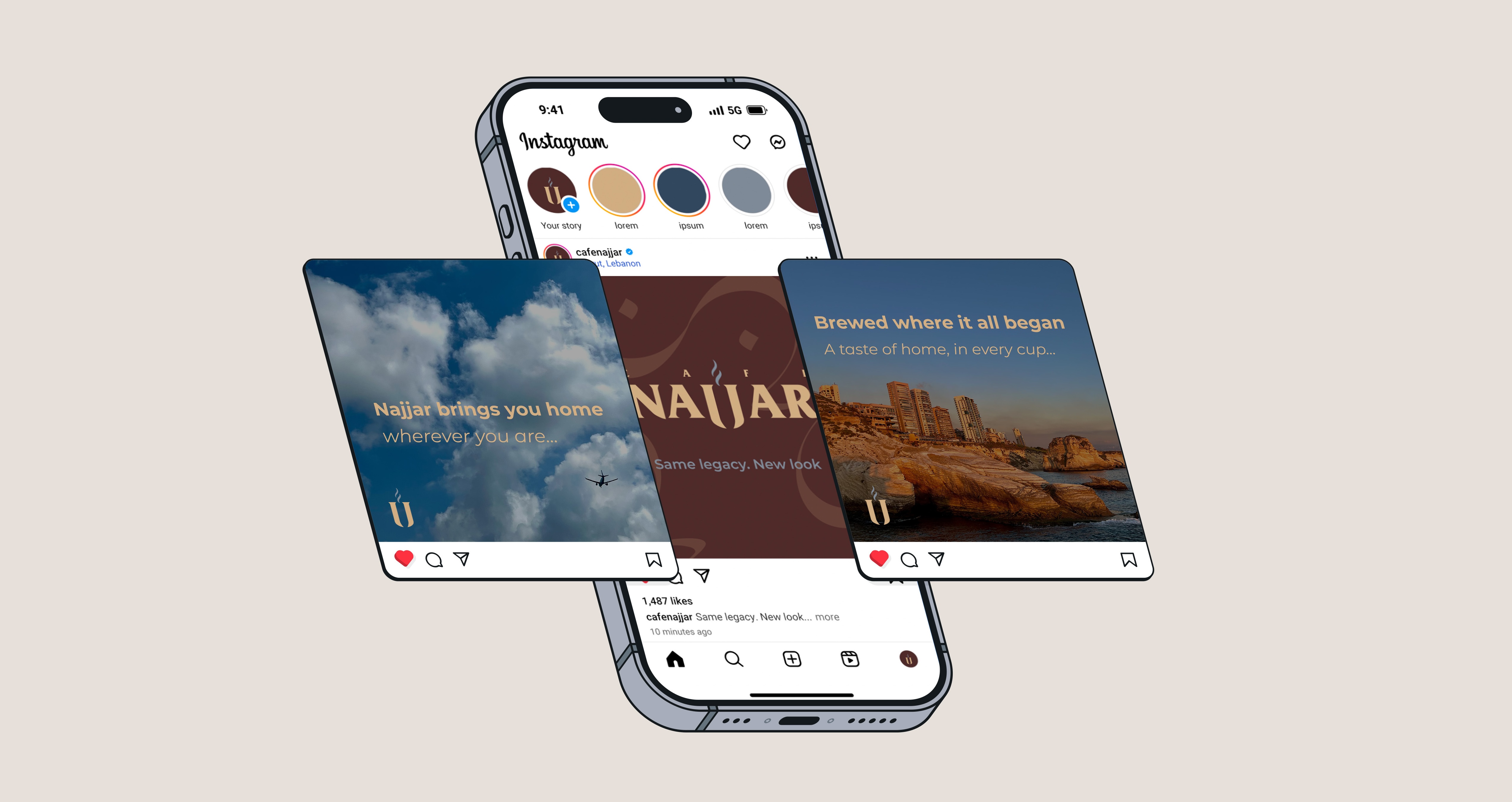 Cafe Najjar social media mockup