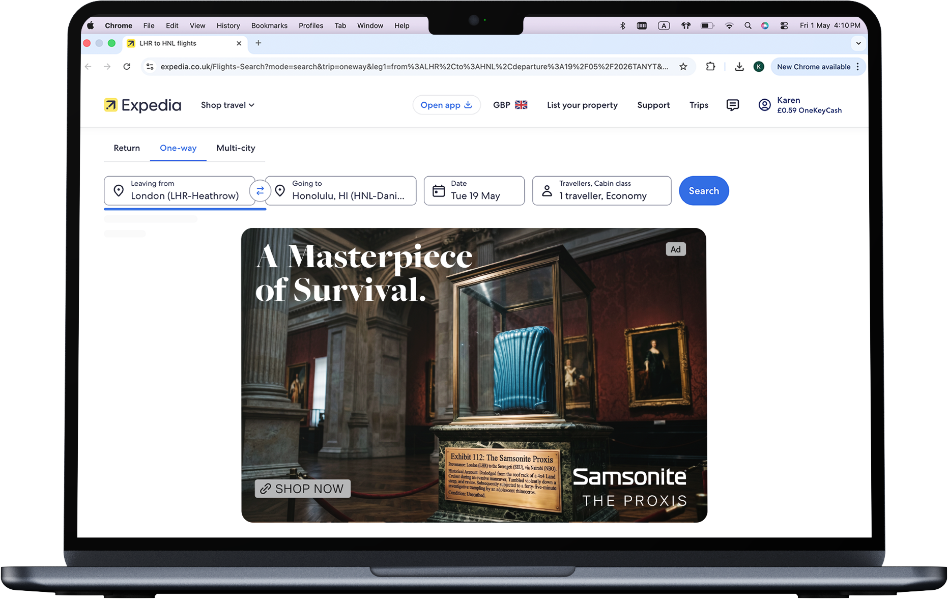 Samsonite digital placement — desktop